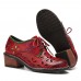 Genuine Leather Retro Comfy Breathable Hollow Lace-up Low Heel Oxfords Shoes