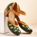 LOSTISY Women Embroidery Round Toe Ankle Strap Comfy Casual Heels Pumps