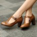 Plus Size Women Retro Elegant Comfy T-strap High Heels