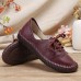  Hand Stitching Solid Color Cow Leather Comfy Round Toe Soft Casual Flats