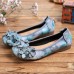 Retro Flowers Decor Tie-dyed Soft Sole Comfy Slip On Soft Flat Shoes