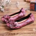 Retro Flowers Decor Tie-dyed Soft Sole Comfy Slip On Soft Flat Shoes