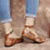 Retro Hollow Tie-dyed Ankle Flowers Buckle Strap Comfy Soft Flat Shoes