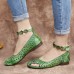 Retro Hollow Tie-dyed Ankle Flowers Buckle Strap Comfy Soft Flat Shoes