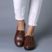 Women Casual Comfy Soft Sole Slip On Leather Loafers