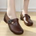 Women Comfy Soft Breathable Hollow Wearable Buckle Casual Leather Loafers