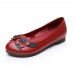 Women Flowers Decor Comfy Sole Soft Leather Loafers