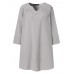 Casual Plain V-neck 3/4 Sleeve Women Solid Cotton Blouse