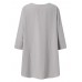 Casual Plain V-neck 3/4 Sleeve Women Solid Cotton Blouse