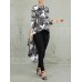 Geometric Printed Irregular Hem O-neck Casual Long Sleeve Blouse For Women