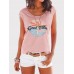 Women Daily Casual Print Short Sleeve T-shirts Wild Blouse