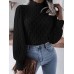 Women Lace Flower O-Neck Solid Color Long Sleeve Zipper Casual Shirts