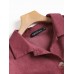 Women Long Sleeve Solid Color Lapel Collar Buttons Pleated Pockets Loose Blouses