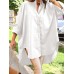 Women Loose Buttons Solid Long Sleeve Lapel Collar Irregular Casual Shirts