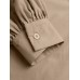 Women Puff Sleeve Solid Color Elastic Waist Buttons Lapel Three Quarter Sleeve Blouses