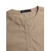 Women Puff Sleeve Solid Color Elastic Waist Buttons Lapel Three Quarter Sleeve Blouses