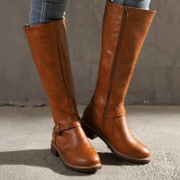 Buckle Strap Decoratioin Warm Non Slip Mid Calf Women's Boots