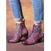 Genuine Leather Floral Pattern Retro Mid-calf Boots