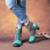 Genuine Leather Floral Pattern Retro Mid-calf Boots