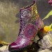 Genuine Leather Floral Pattern Retro Mid-calf Boots