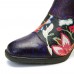 Ladies Splicing Floral Pattern Round Toe Warm Lined Zipper Mid-calf Chelsea Boots