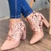 Plus Size Women Hollow Design Pointed Toe Back-zip Casual High Heel Boots