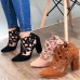 Plus Size Women Hollow Design Pointed Toe Back-zip Casual High Heel Boots