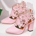 Plus Size Women Hollow Design Pointed Toe Back-zip Casual High Heel Boots