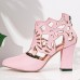 Plus Size Women Hollow Design Pointed Toe Back-zip Casual High Heel Boots