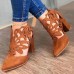 Plus Size Women Hollow Design Pointed Toe Back-zip Casual High Heel Boots