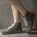 Women Plus Size Warm Comfy Slip Resistant Lace Up Flat Ankle Boots