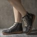 Women Plus Size Warm Comfy Slip Resistant Lace Up Flat Ankle Boots