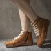 Women Plus Size Warm Comfy Slip Resistant Lace Up Flat Ankle Boots